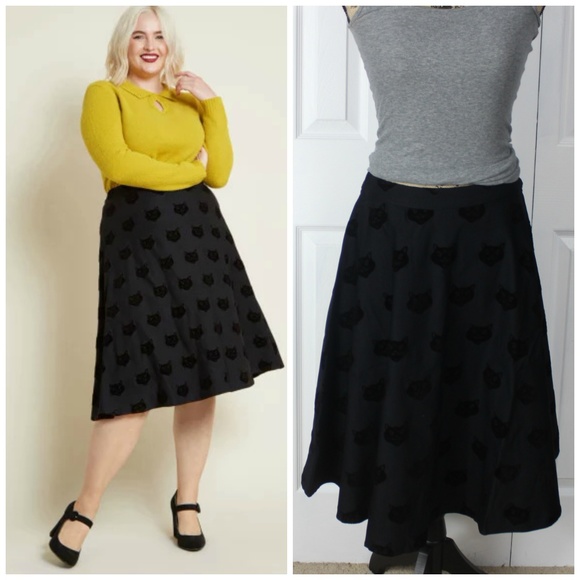 Modcloth Dresses & Skirts - Modcloth black cat skirt NWT